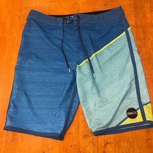 O'Neill Blue and Yellow Board Shorts